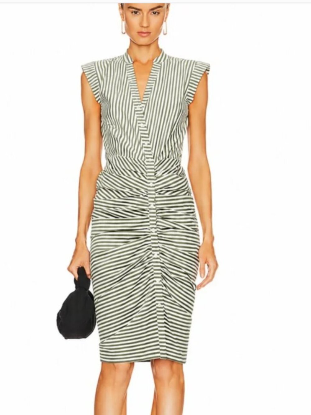 Veronica Beard Iconic Striped Dress Cotton Rushed Shirt Dress Size 4